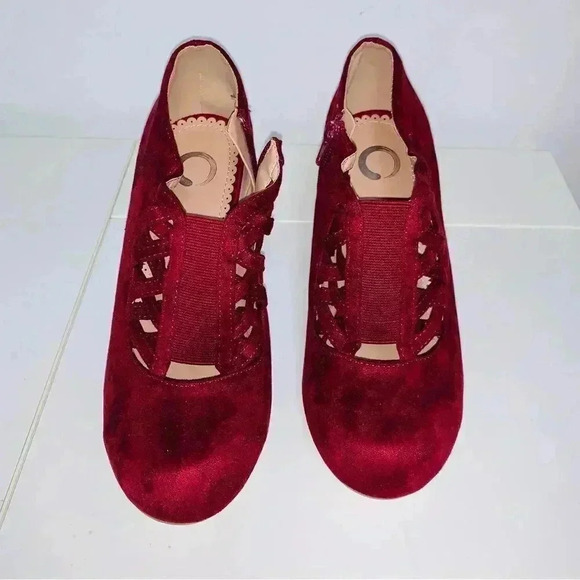 Women's  Retro Cutout Ankle Boots Slip On Pumps Red open front style size  7.5. - Picture 1 of 8